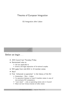 Theories of European Integration Before we begin