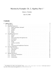 Maxima by Example: Ch. 2, Algebra, Part 1 ∗