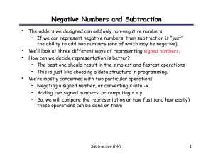 Negative Numbers and Subtraction