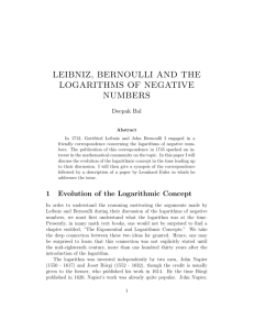 leibniz, bernoulli and the logarithms of negative numbers