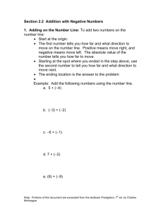 Section 2.2 Addition with Negative Numbers 1. Adding on the