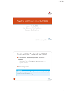 Representing Negative Numbers - SUNY