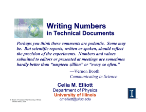 Writing Numbers - Department of Physics