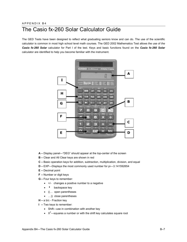 144 Functions Easy-to-read Displ Casio FX 260 SOLAR II Scientific Calculator 