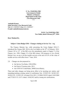 F. No. 334/8/2016-TRU Government of India Ministry of Finance