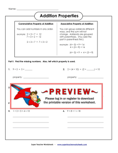 Addition Properties - Super Teacher Worksheets