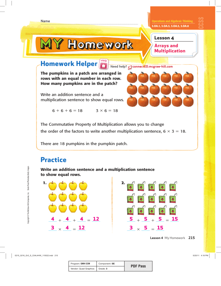 my homework lesson 3 answer key grade 3