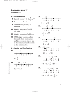 ANSWERS FOR 1.1 2. Sample answer: 0, –2, 8. commutative