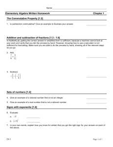 Elementary Algebra Written Homework Chapter 1 The Commutative