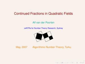 Continued Fractions in Quadratic Fields
