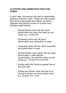 activities and games with fraction cards