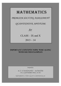Maths PSA Quantitative Aptitude for Class IX and X
