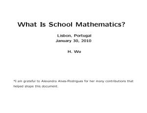 What Is School Mathematics? - University of California, Berkeley