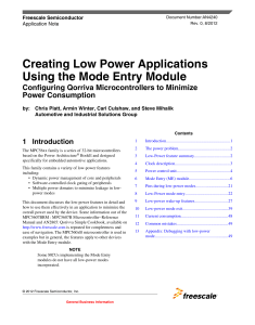 Creating Low Power Applications Using the Mode Entry