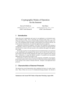 Cryptographic Modes of Operation for the Internet
