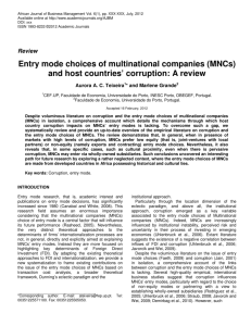 Entry mode choices of multinational companies
