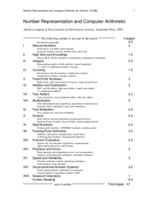Number Representation and Computer Arithmetic