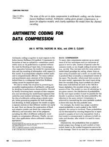 arithmetic coding for data coiupression