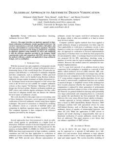 algebraic approach to arithmetic design verification