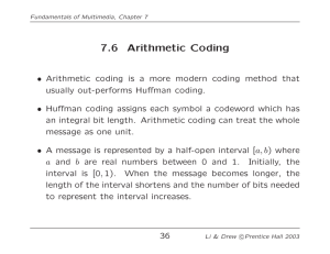 Arithmetic Coding From Drew and Li Textbook