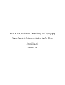 Notes on Mod p Arithmetic, Group Theory and Cryptography