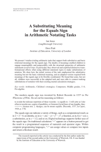 A substitutive meaning for the equals sign in arithmetic notating tasks
