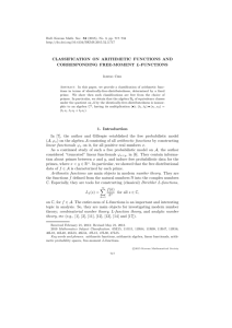 CLASSIFICATION ON ARITHMETIC FUNCTIONS AND