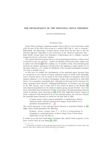 THE DEVELOPMENT OF THE PRINCIPAL GENUS