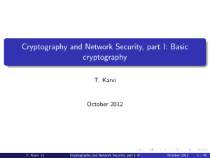 Cryptography and Network Security, part I: Basic cryptography