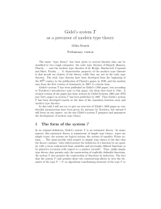 Gödel`s system T as a precursor of modern type theory