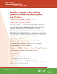 Teaching Place-Value Computation (Addition, Subtraction