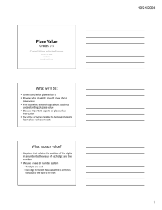 Place Value - Creating More Informed Schools