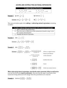 ADDING AND SUBTRACTING RATIONAL EXPRESSIONS ADDING