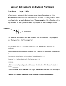 Lesson 3: Fractions and Mixed Numerals