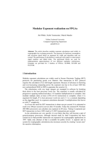 Modular Exponent realization on FPGAs