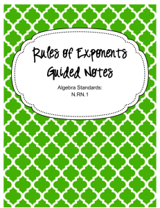 Notes on Exponent Laws