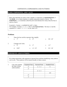 BASES, EXPONENTS, AND VALUE