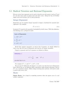 5.1 Radical Notation and Rational Exponents