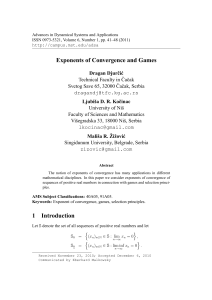 Exponents of Convergence and Games