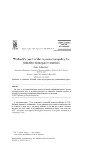 Wielandt`s hitherto unpublished proof of the exponent inequality for
