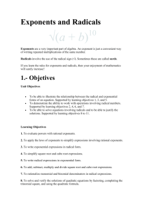 Exponents and Radicals