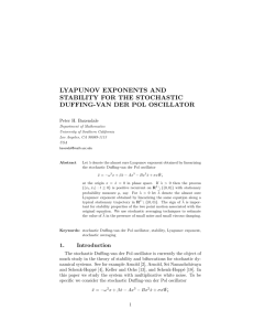 lyapunov exponents and stability for the stochastic duffing