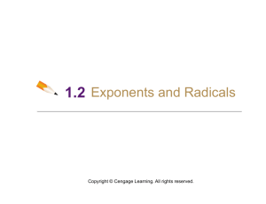 1.2 Exponents and Radicals