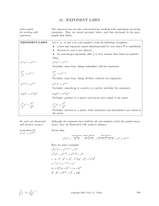 21. EXPONENT LAWS