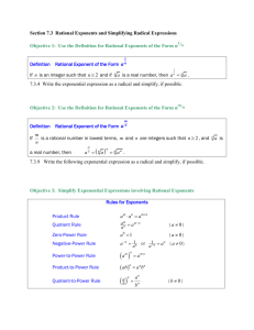 Section 7.3 Rational Exponents and Simplifying Radical