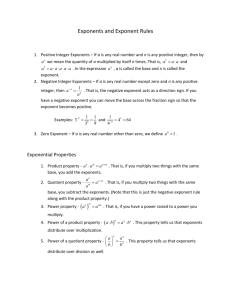 Exponents and Exponent Rules ( )n
