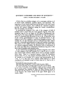 QUOTIENT CATEGORIES AND RINGS OF QUOTIENTSI,2 A Serre