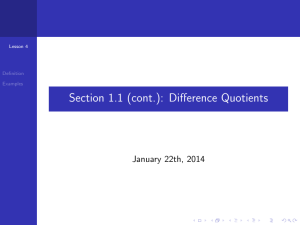 Section 1.1 (cont.): Difference Quotients