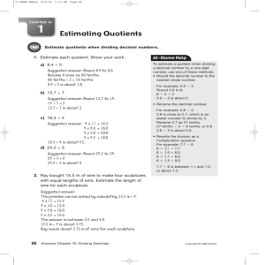 Estimating Quotients - Nelson Education - Mathematics K-8