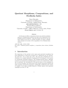 Quotient morphisms, compositions, and Fredholm index (with Dana